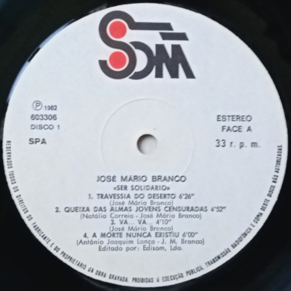 José Mário Branco - Ser Solidário | Som (603306) - 4 José Mário Branco - Ser Solidário | Som (603306) - 4