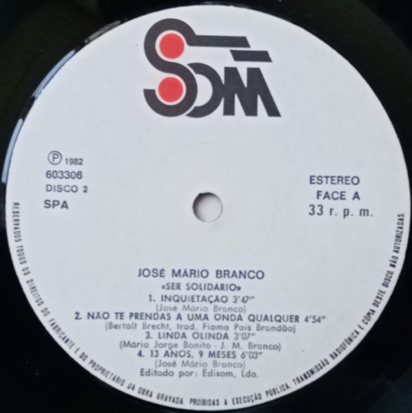 José Mário Branco - Ser Solidário | Som (603306) - 6 José Mário Branco - Ser Solidário | Som (603306) - 6