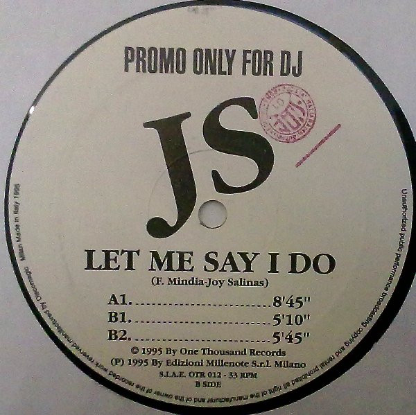 Joy Salinas - Let Me Say I Do | One Thousand Records (OTR 012) - main