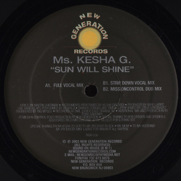 Ms. Kesha G. - Sun Will Shine | New Generation Records (NGR 036) - main Ms. Kesha G. - Sun Will Shine | New Generation Records (NGR 036) - main