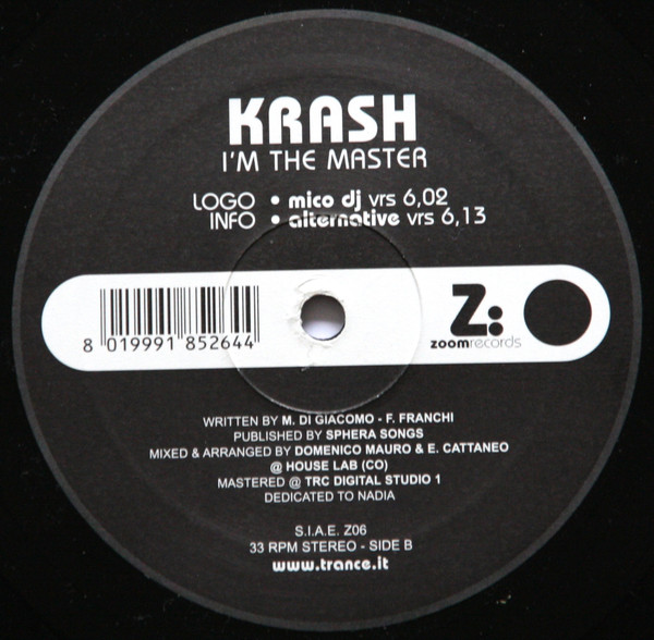 Krash - I'm The Master | Zoom Records (Z06) - 2 Krash - I'm The Master | Zoom Records (Z06) - 2
