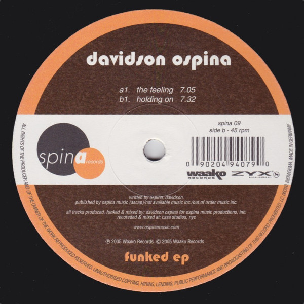 Davidson Ospina - Funked E.P. | Spina Records (SPINA 09) - 2