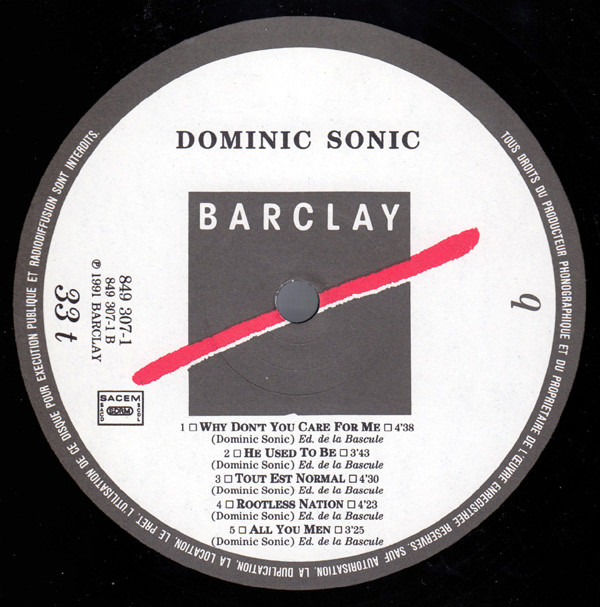 Dominic Sonic - Dominic Sonic | Barclay (849 307-1) - 4 Dominic Sonic - Dominic Sonic | Barclay (849 307-1) - 4