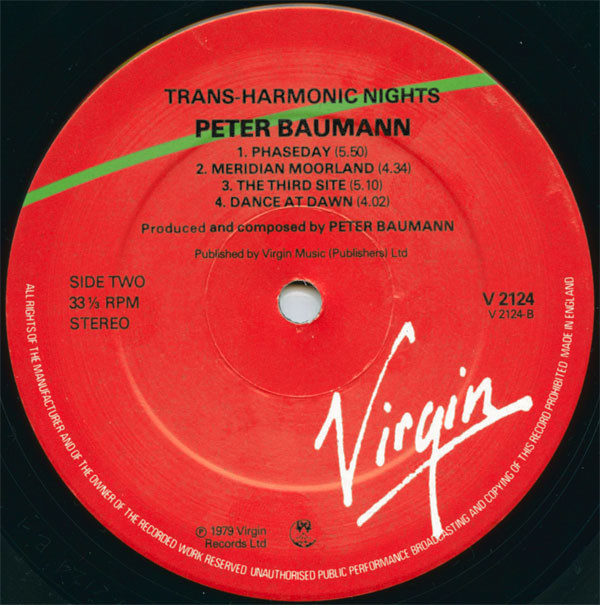 Peter Baumann - Trans Harmonic Nights | Virgin (V 2124) - 4