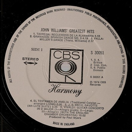 John Williams - John Williams Greatest Hits | CBS Harmony (S 30051) - 2