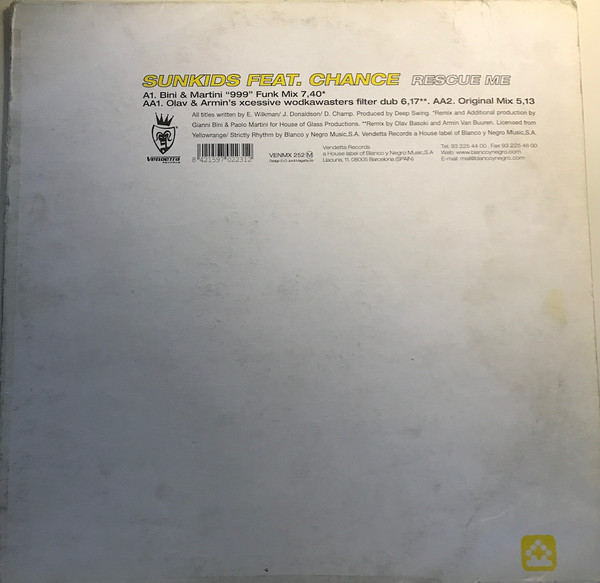 Sunkids Featuring Chance - Rescue Me | Vendetta Records (VENMX 252)
