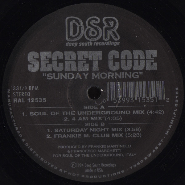 Secret Code - Sunday Morning | Deep South Recordings (HAL 12535)