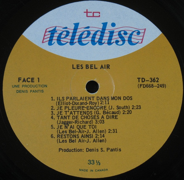 Les Bel Air - Les Bel Air | Télédisc (TD-362) - 3 Les Bel Air - Les Bel Air | Télédisc (TD-362) - 3