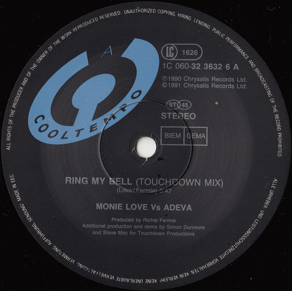 Monie Love  &  Adeva - Ring My Bell | Chrysalis (1C 060-3 23632 6) - 3