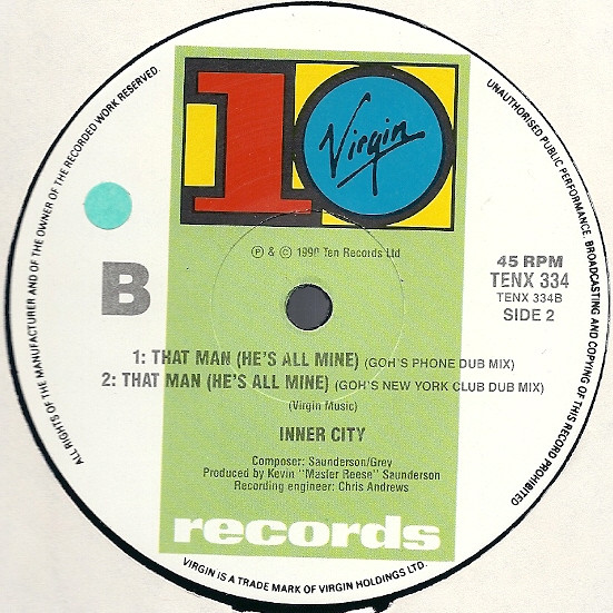 Inner City - That Man (He's All Mine) | 10 Records (TENX 334) - 4