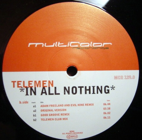 Telemen - In All Nothing | Multicolor Recordings (MCR 129.0) - main