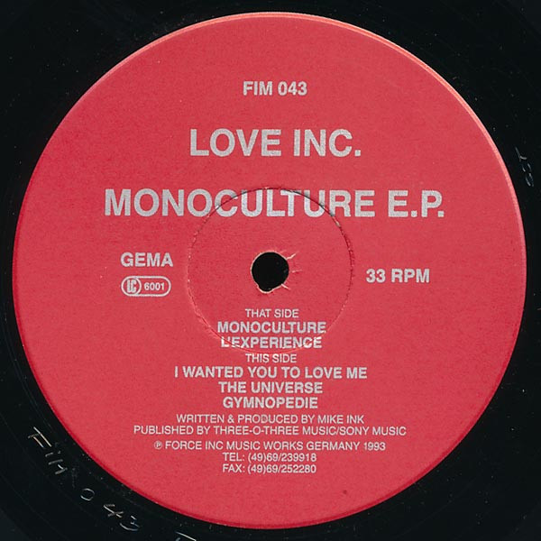 Love Inc. - Monoculture E.P. | Force Inc. Music Works (FIM 043)
