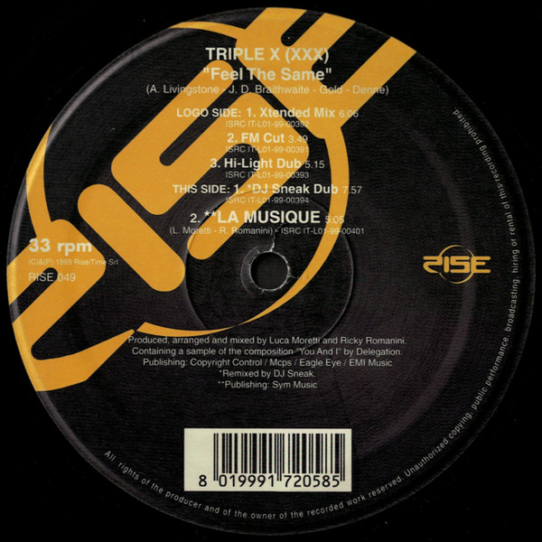 Triple X - Feel The Same | Rise (RISE 049) - 2 Triple X - Feel The Same | Rise (RISE 049) - 2