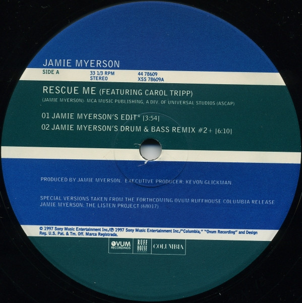 Jamie Myerson Featuring Carol Tripp - Rescue Me | Columbia (44 78609) - 2 Jamie Myerson Featuring Carol Tripp - Rescue Me | Columbia (44 78609) - 2