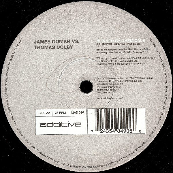 James Doman Vs. Thomas Dolby - Blinded By Chemicals | Additive (12AD 096) - 2 James Doman Vs. Thomas Dolby - Blinded By Chemicals | Additive (12AD 096) - 2