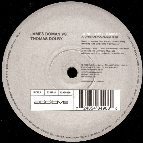 James Doman Vs. Thomas Dolby - Blinded By Chemicals | Additive (12AD 096) - main James Doman Vs. Thomas Dolby - Blinded By Chemicals | Additive (12AD 096) - main