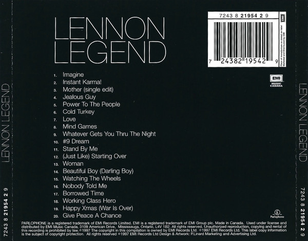 John Lennon - Lennon Legend (The Very Best Of John Lennon) | Parlophone (7243 8 21954 2 9) - 2 John Lennon - Lennon Legend (The Very Best Of John Lennon) | Parlophone (7243 8 21954 2 9) - 2