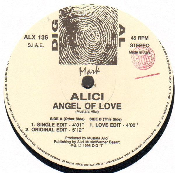Alici - Angel Of Love | Dig It Al Mark (ALX 136) - main Alici - Angel Of Love | Dig It Al Mark (ALX 136) - main
