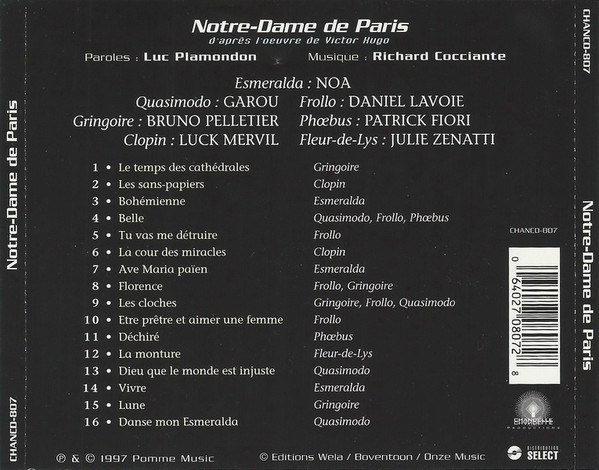 Luc Plamondon , Richard Cocciante , Victor Hugo - Notre-Dame De Paris | Chandelle Productions (CHANCD-807) - 2 Luc Plamondon , Richard Cocciante , Victor Hugo - Notre-Dame De Paris | Chandelle Productions (CHANCD-807) - 2