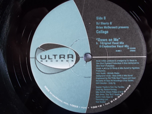DJ Shorty And Brian McDermott Present Collage - Down On Me | Ultra Records (UL008-1) - 4