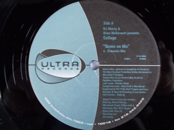 DJ Shorty And Brian McDermott Present Collage - Down On Me | Ultra Records (UL008-1) - 3