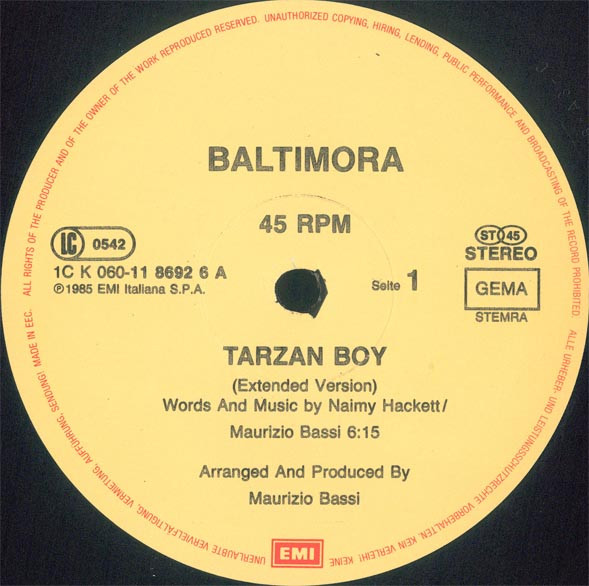 Baltimora - Tarzan Boy (Extended Version) | EMI (1C K 060 11 8692 6) - 3
