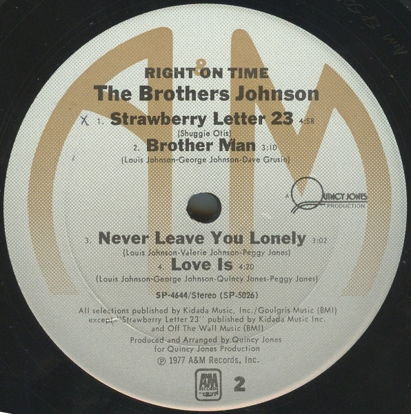 Brothers Johnson - Right On Time | A&M Records (SP-4644) - 4