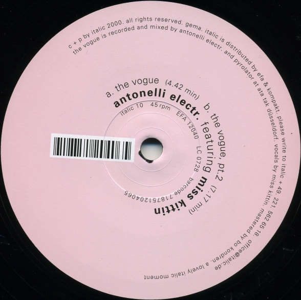 Antonelli Electr. Featuring Miss Kittin - The Vogue | Italic (italic 10) - main