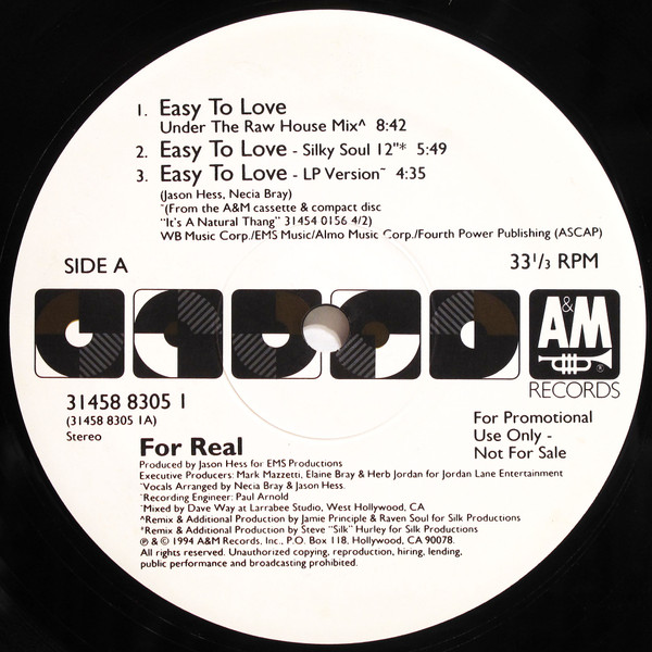 For Real - Easy To Love | A&M Records (31458 8305 1) - 3