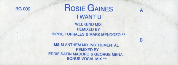 Rosie Gaines - I Want U | Not On Label (Rosie Gaines) (RG 009) - 2 Rosie Gaines - I Want U | Not On Label (Rosie Gaines) (RG 009) - 2