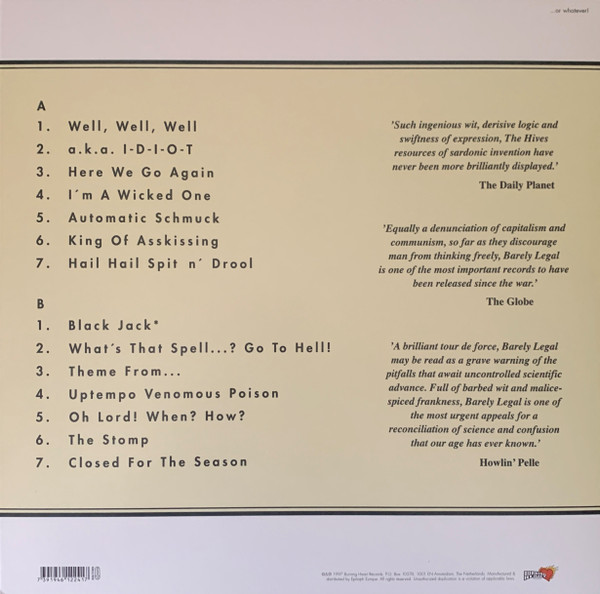 The Hives - Barely Legal | Burning Heart Records (BHR224-1) - 2 The Hives - Barely Legal | Burning Heart Records (BHR224-1) - 2