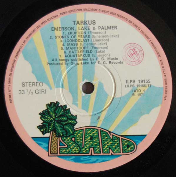 Emerson, Lake & Palmer - Tarkus | Island Records (ILPS 19155) - 3