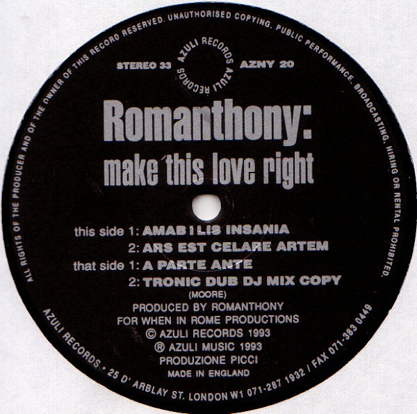 Romanthony - Make This Love Right / Now You Want Me | Azuli Records (AZULI 20) - 4 Romanthony - Make This Love Right / Now You Want Me | Azuli Records (AZULI 20) - 4