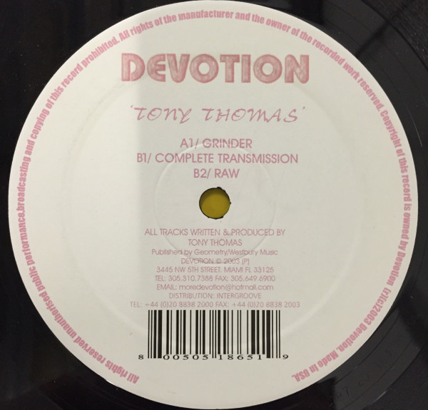 Tony Thomas - Grinder | More Devotion (DEV003) - 2