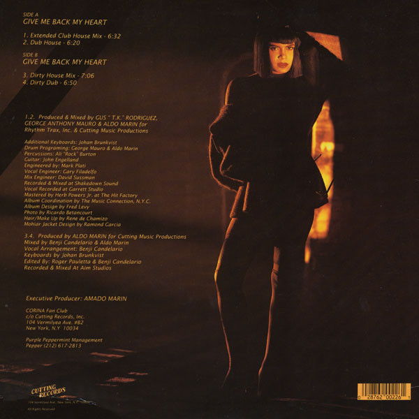 Corina - Give Me Back My Heart (Limited Edition House Mixes) | Cutting Records (CR-226) - 2