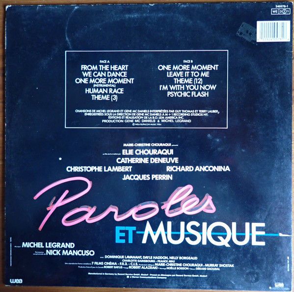 Michel Legrand - Paroles Et Musique (Bande Originale Du Film) | WEA (240578-1) - 2