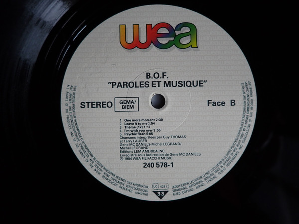 Michel Legrand - Paroles Et Musique (Bande Originale Du Film) | WEA (240578-1) - 4