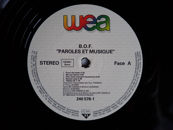 Michel Legrand - Paroles Et Musique (Bande Originale Du Film) | WEA (240578-1) - 3