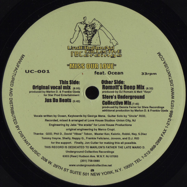Marlon D. & Frankie Ojeda Feat. Ocean - Miss Our Love | Underground Collective Recordings (UC-001) - 2 Marlon D. & Frankie Ojeda Feat. Ocean - Miss Our Love | Underground Collective Recordings (UC-001) - 2