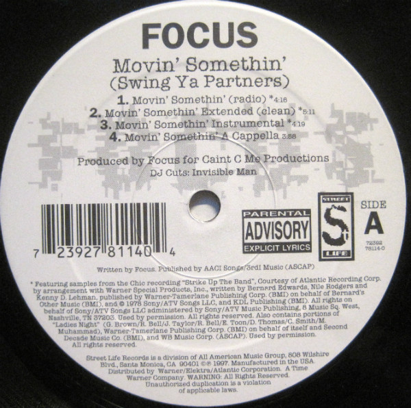 Focus - Movin' Somethin' (Swing Ya Partners) | Street Life Records (72392 78114-0) - main Focus - Movin' Somethin' (Swing Ya Partners) | Street Life Records (72392 78114-0) - main