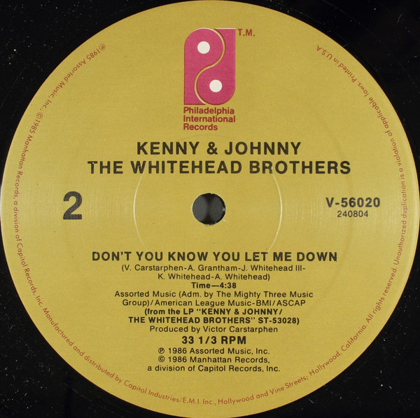 Kenny & Johnny The Whitehead Brothers - I Jumped Out Of My Skin | Philadelphia International Records (V-56020) - 3