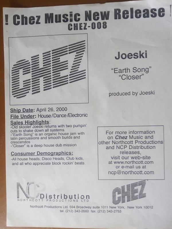 Joeski - Earth Song | Chez Music (CHEZ-008) - main