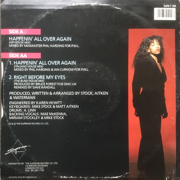 Lonnie Gordon - Happenin' All Over Again | Supreme Records (SUPET 159) - 2