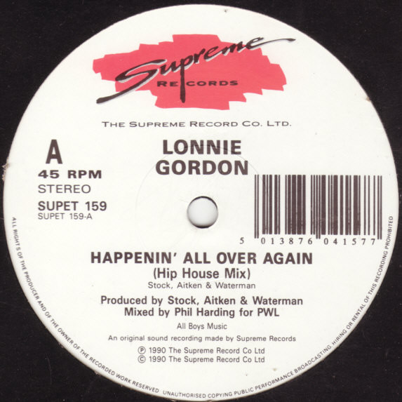 Lonnie Gordon - Happenin' All Over Again | Supreme Records (SUPET 159) - 3