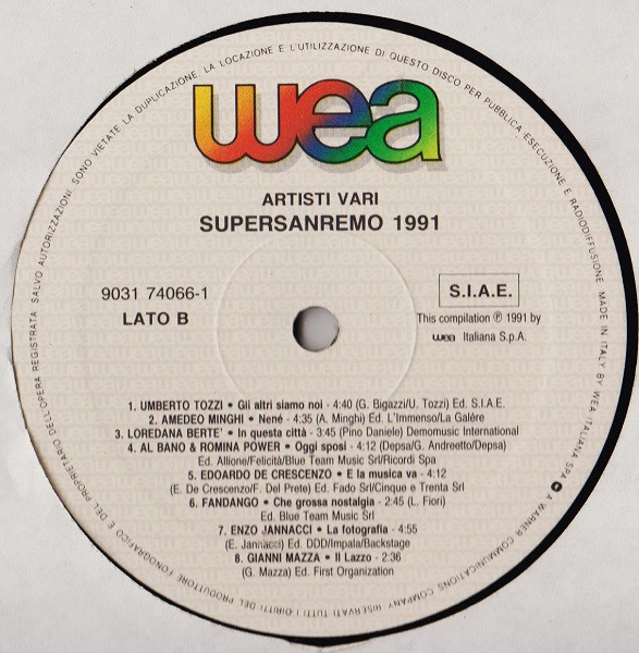 Various - Supersanremo 1991 | WEA (9031 74066-1) - 4 Various - Supersanremo 1991 | WEA (9031 74066-1) - 4