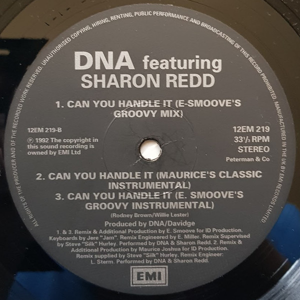 DNA Featuring Sharon Redd - Can You Handle It | EMI (12EM 219) - 4