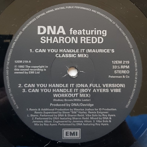 DNA Featuring Sharon Redd - Can You Handle It | EMI (12EM 219) - 3