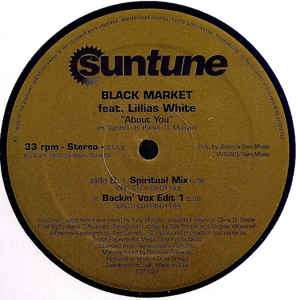 Black Market  &  Lillias White - About You | Suntune (SUT 021) - 4