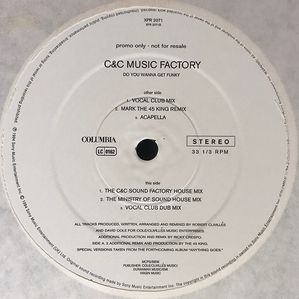 C + C Music Factory - Do You Wanna Get Funky | Columbia (XPR 2071) - 4 C + C Music Factory - Do You Wanna Get Funky | Columbia (XPR 2071) - 4