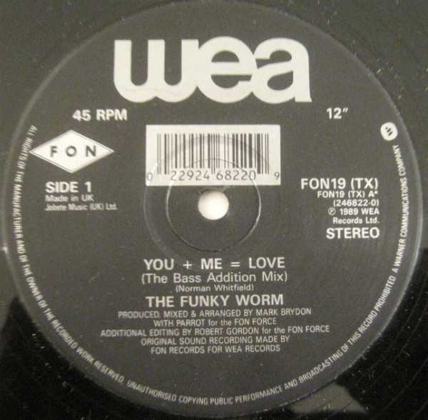 Funky Worm - You + Me = Love | Fon Records (FON 19TX)